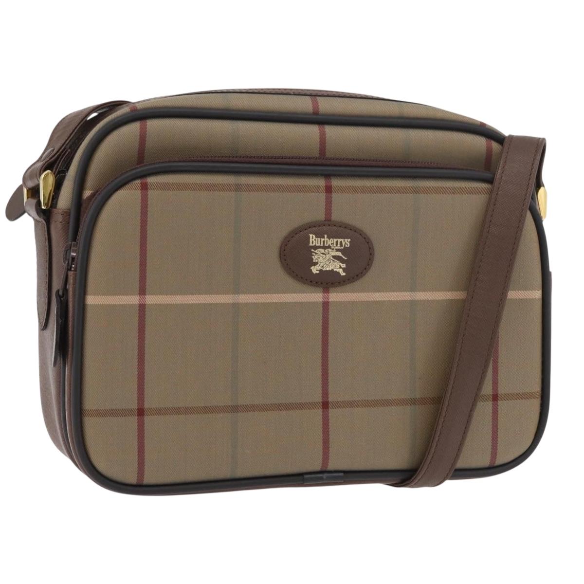 Burberrys Nova Check Shoulder Bag Canvas Beige Gold Auth ep14427A