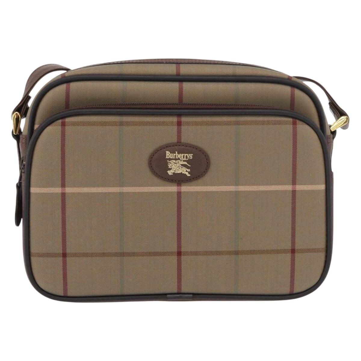 Burberrys Nova Check Shoulder Bag Canvas Beige Gold Auth ep14427A