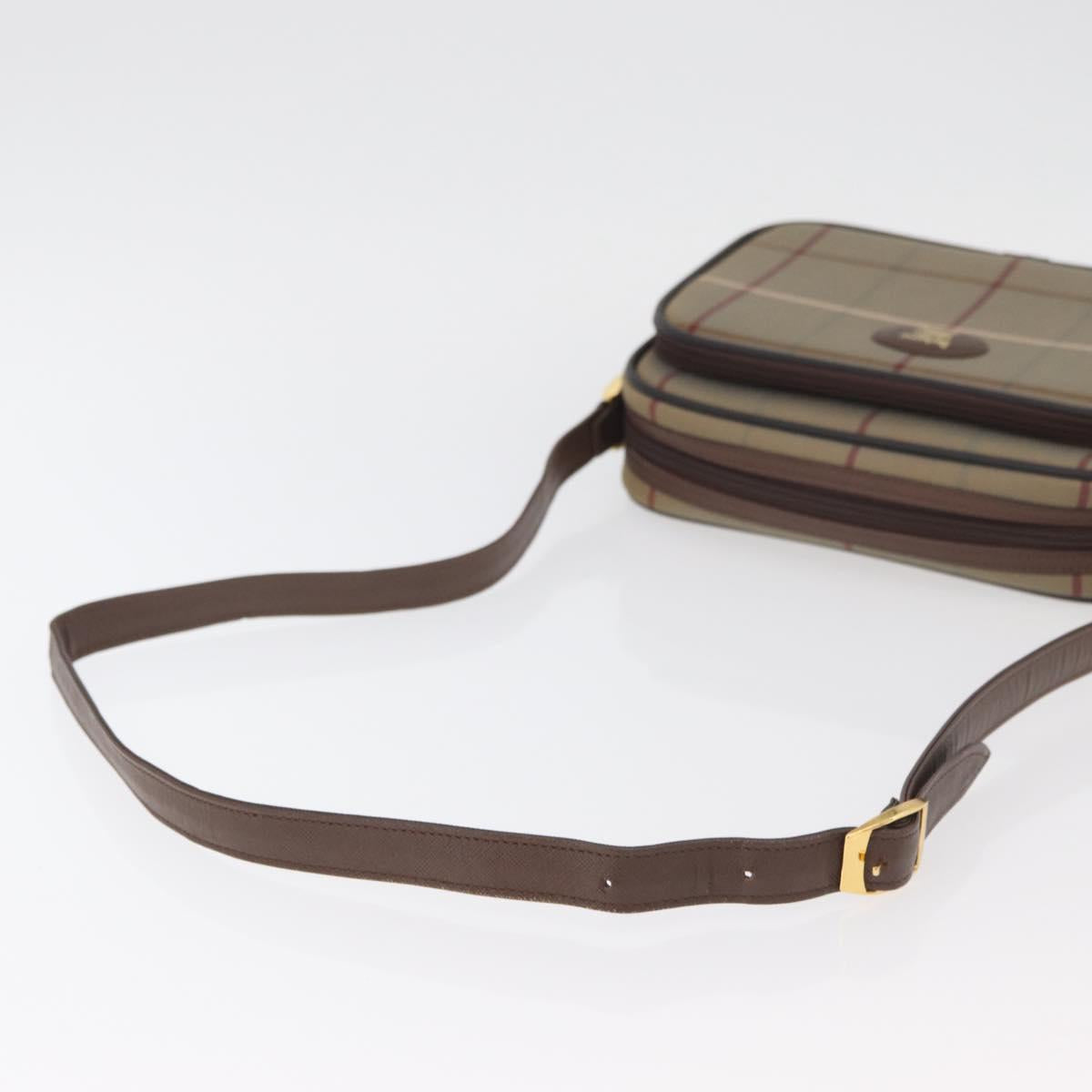 Burberrys Nova Check Shoulder Bag Canvas Beige Gold Auth ep14427A