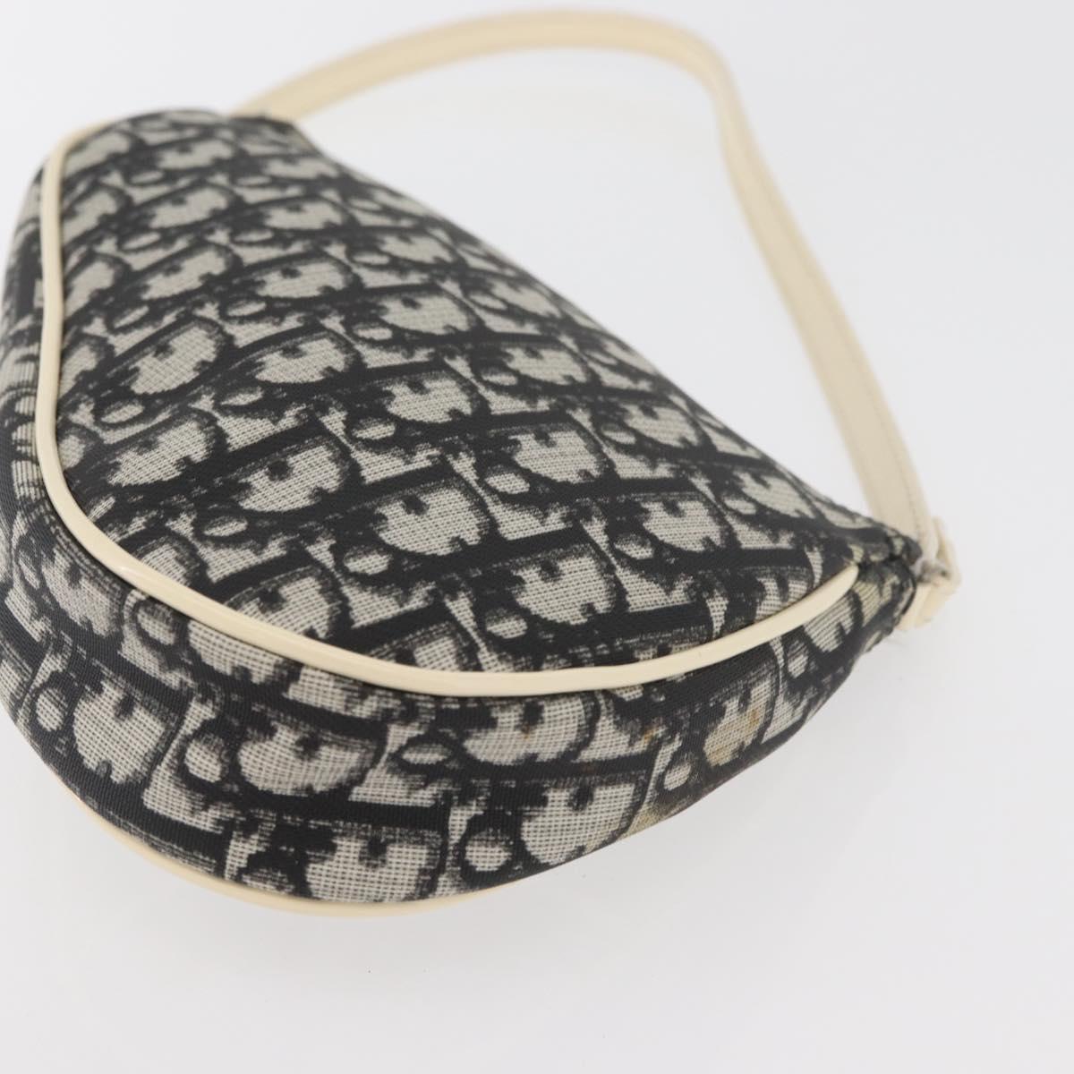 Christian Dior Trotter Canvas Saddle Pouch PVC Black Silver Auth ep14436