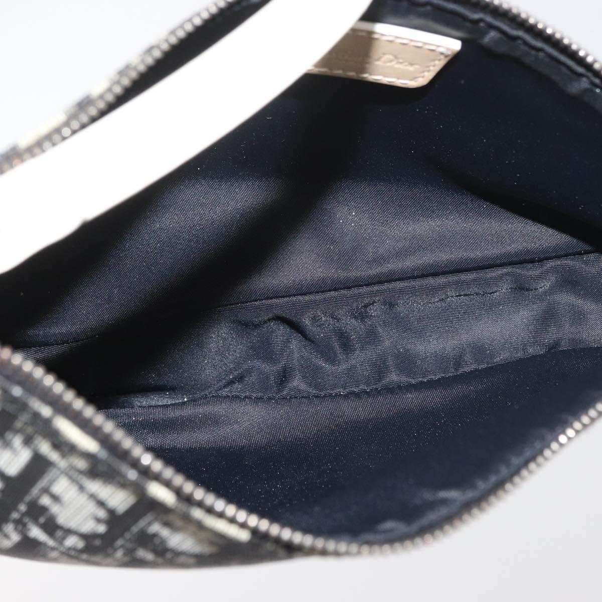 Christian Dior Trotter Canvas Saddle Pouch PVC Black Silver Auth ep14436