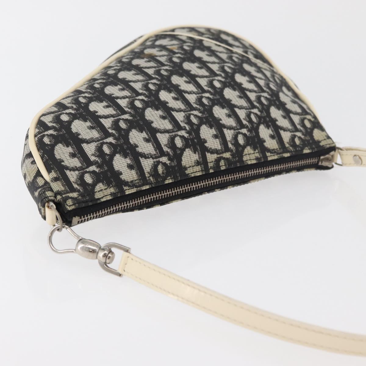 Christian Dior Trotter Canvas Saddle Pouch PVC Black Silver Auth ep14436