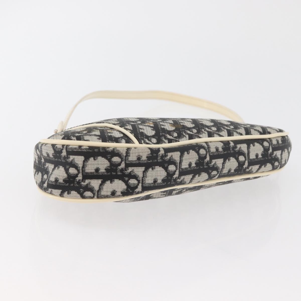 Christian Dior Trotter Canvas Saddle Pouch PVC Black Silver Auth ep14436