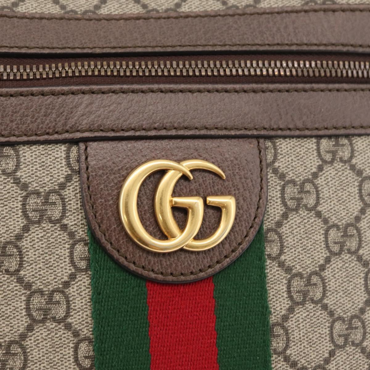 GUCCI GG Supreme Web Sherry Line Bag PVC Beige Gold 547934 Auth ep14440A