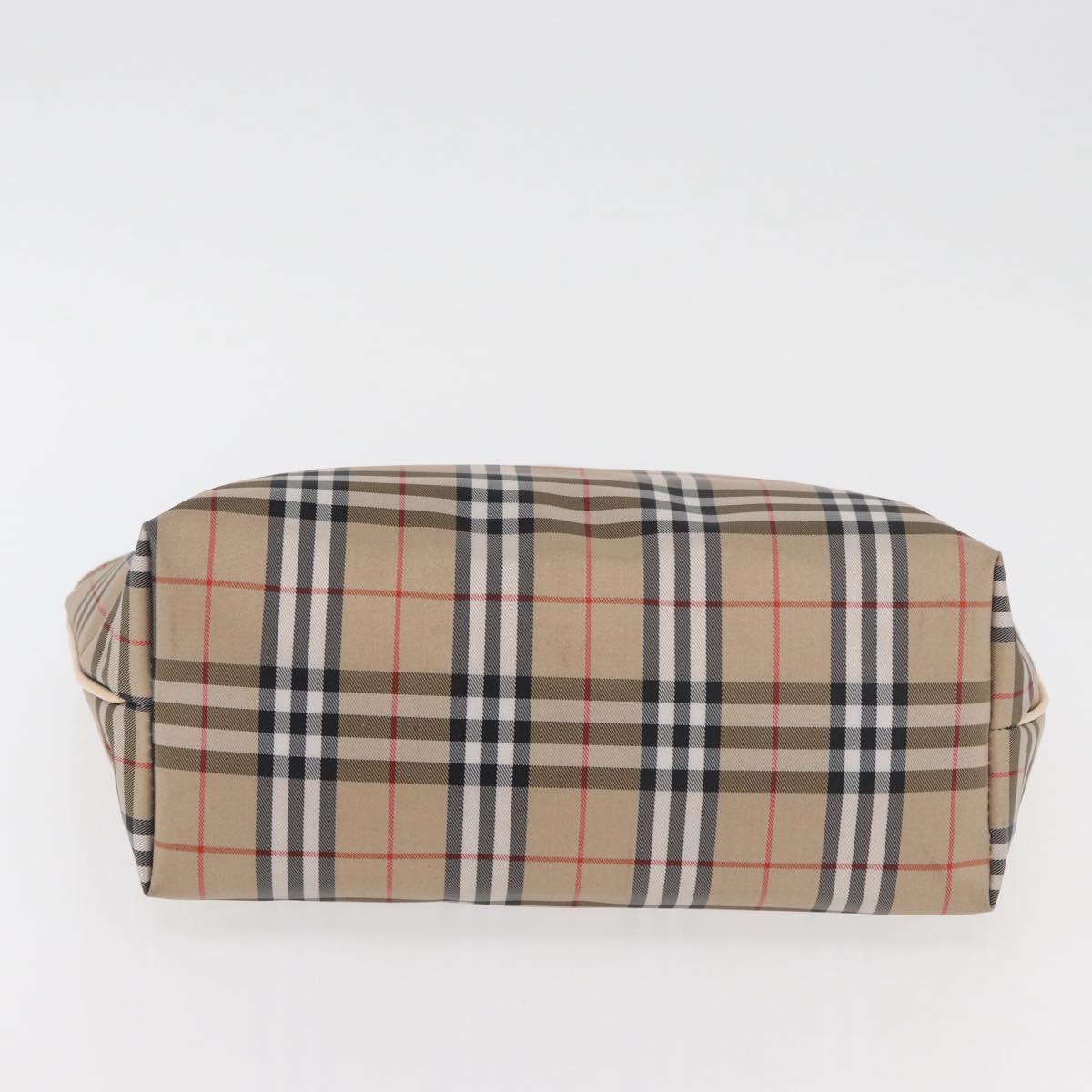 BURBERRY Nova Check Hand Bag Nylon Beige Silver Auth ep14441A