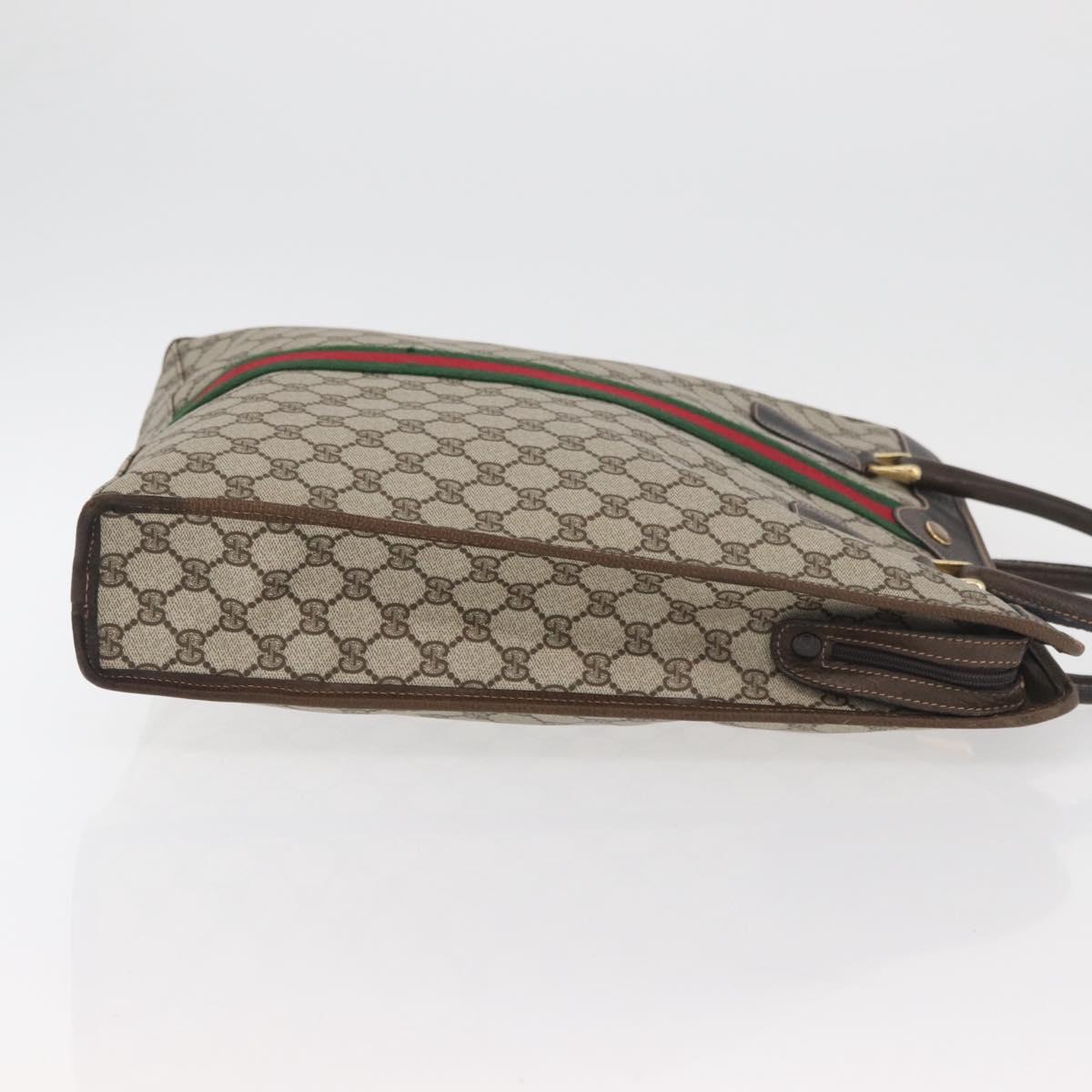 GUCCI GG Supreme Web Sherry Line Tote Bag PVC Beige Gold 010 378 Auth ep14443