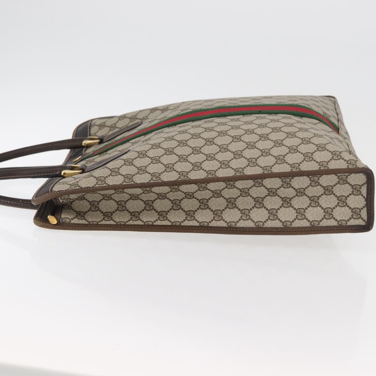 GUCCI GG Supreme Web Sherry Line Tote Bag PVC Beige Gold 010 378 Auth ep14443