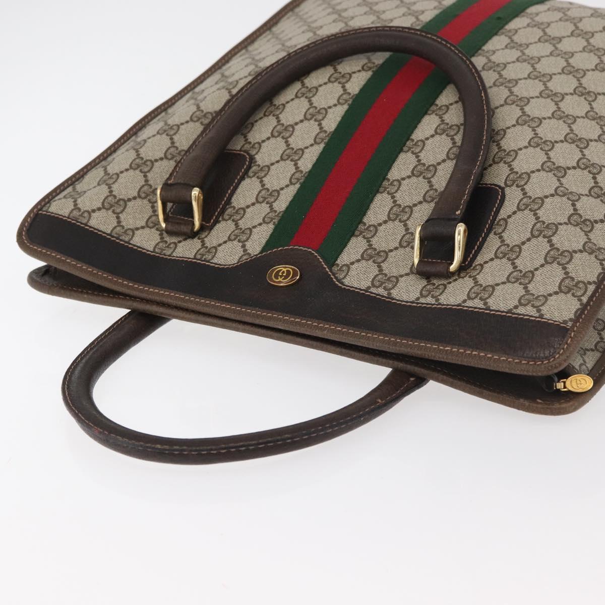 GUCCI GG Supreme Web Sherry Line Tote Bag PVC Beige Gold 010 378 Auth ep14443