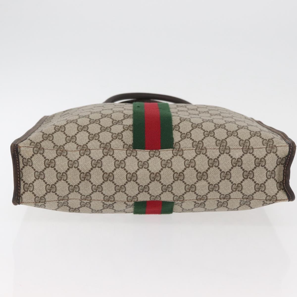 GUCCI GG Supreme Web Sherry Line Tote Bag PVC Beige Gold 010 378 Auth ep14443