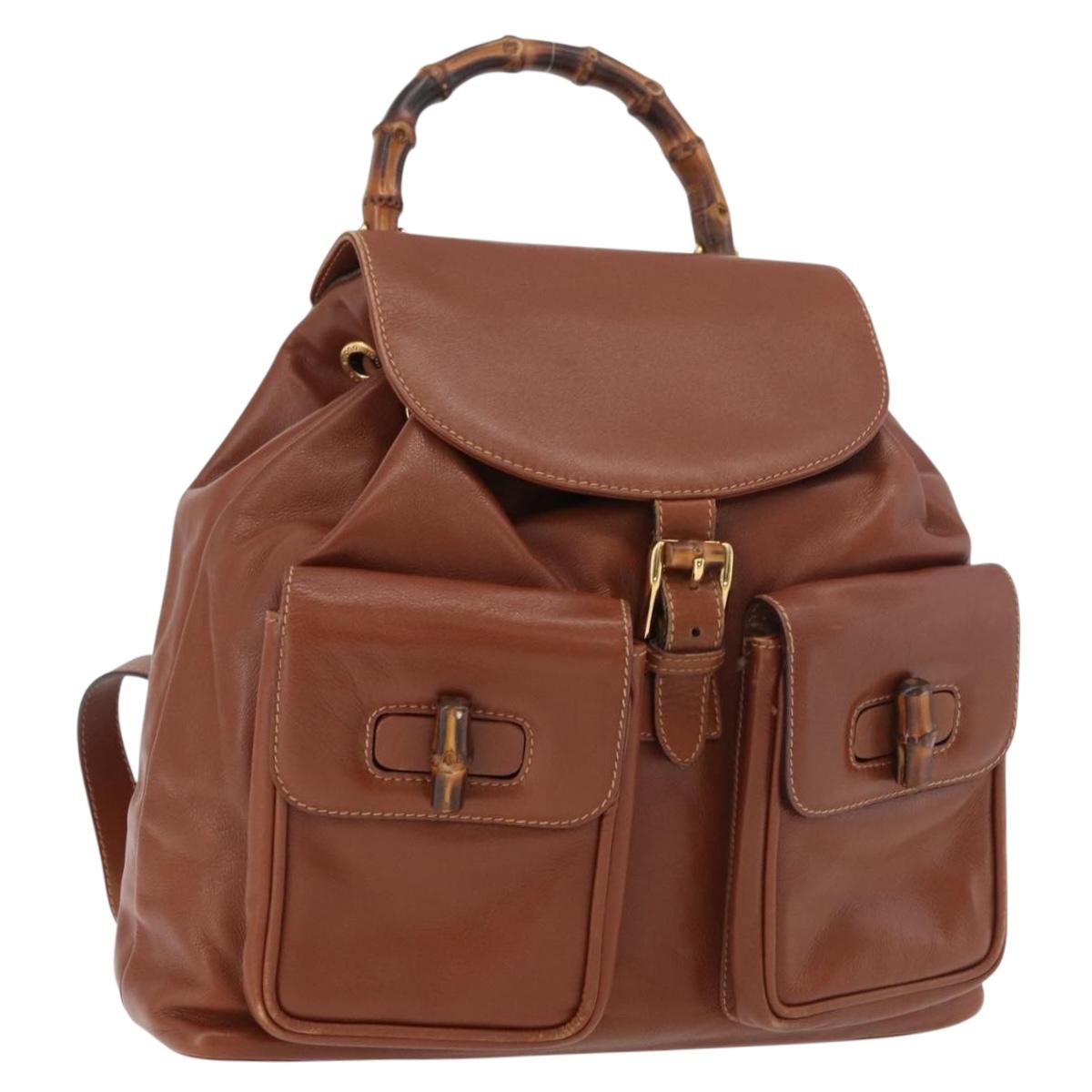GUCCI Bamboo Backpack Leather Brown Gold 003 2058 0016 Auth  display picture 1