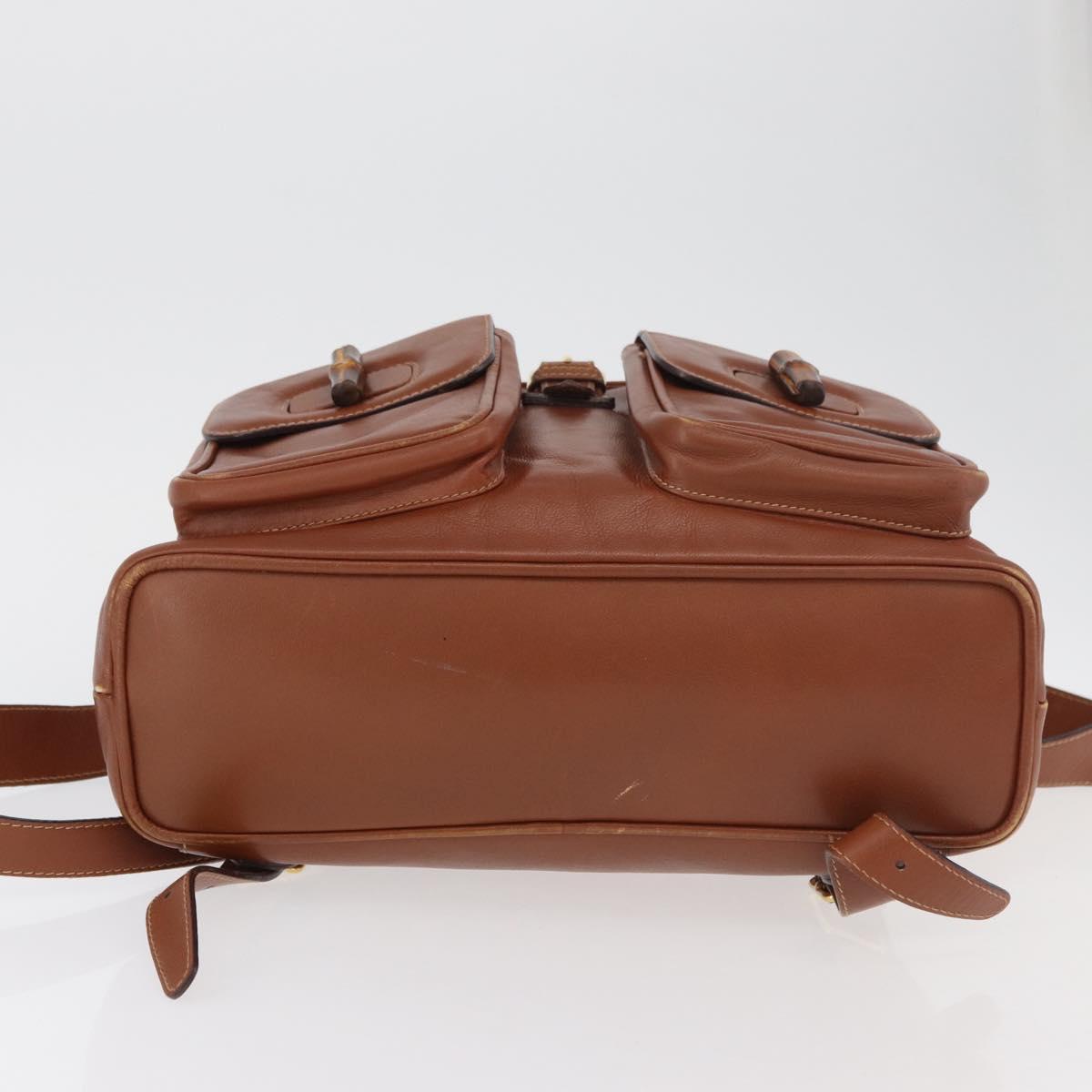GUCCI Bamboo Backpack Leather Brown Gold 003 2058 0016 Auth ep14447