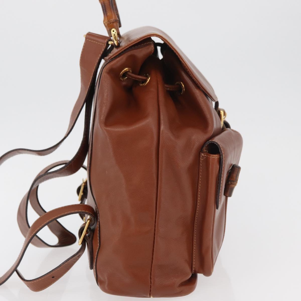 GUCCI Bamboo Backpack Leather Brown Gold 003 2058 0016 Auth ep14447