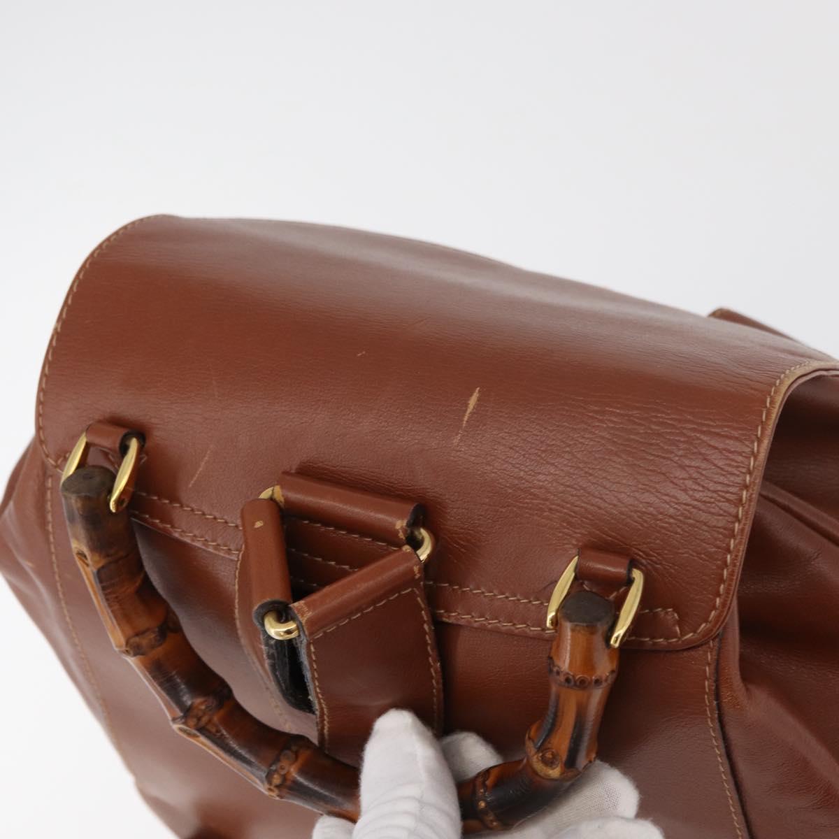 GUCCI Bamboo Backpack Leather Brown Gold 003 2058 0016 Auth ep14447
