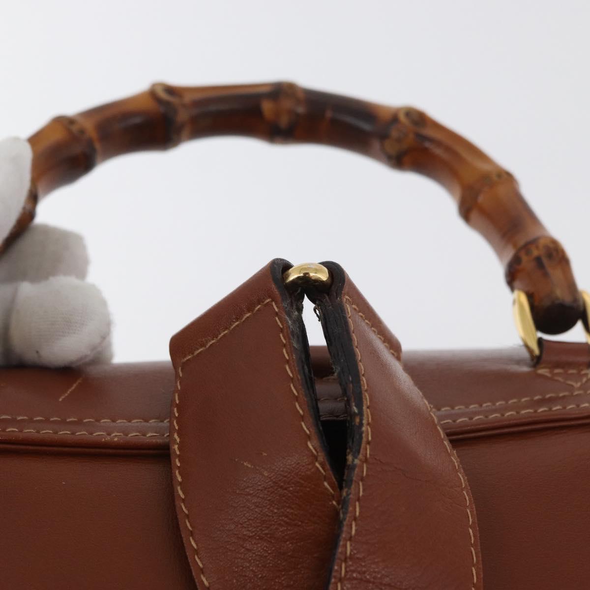 GUCCI Bamboo Backpack Leather Brown Gold 003 2058 0016 Auth ep14447