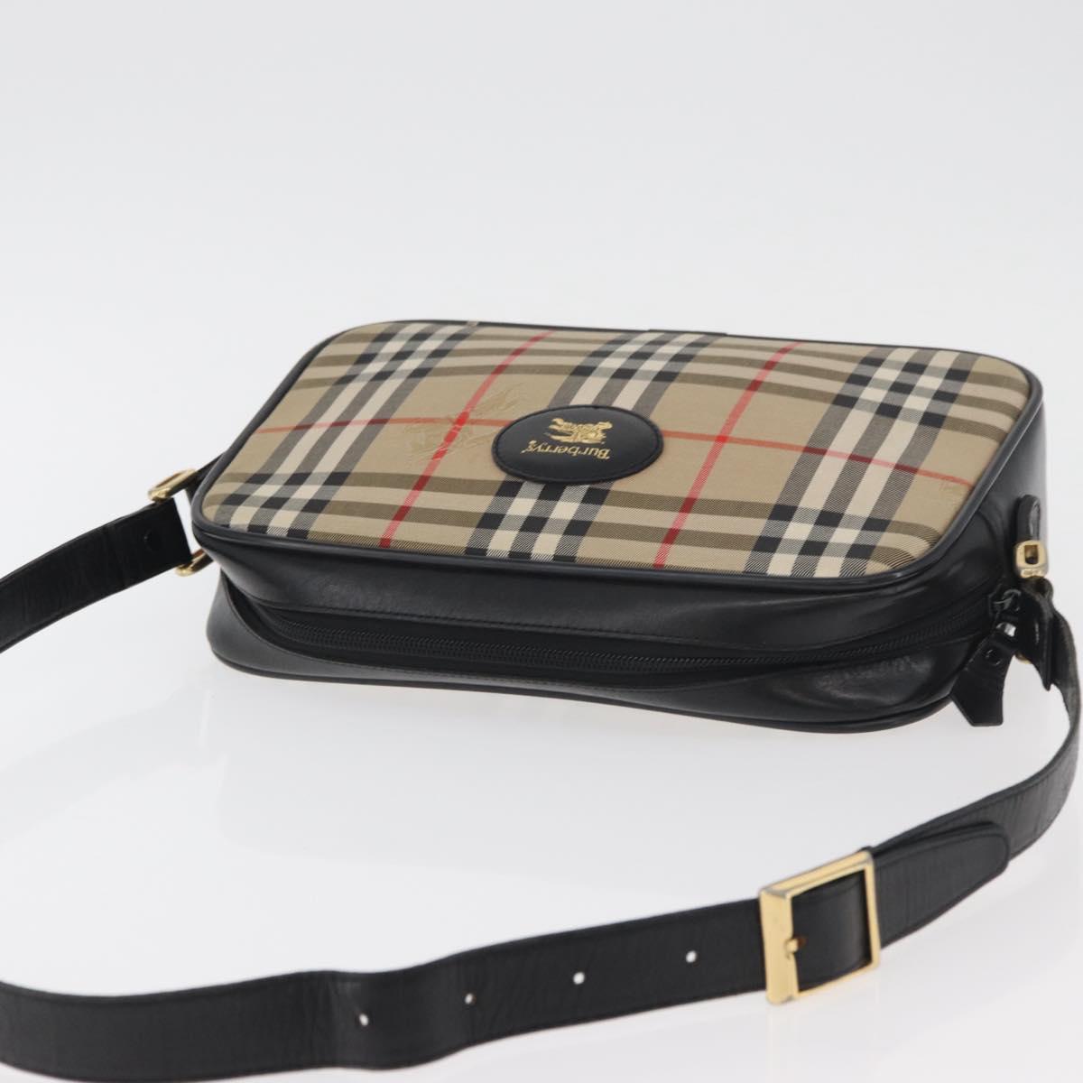 Burberrys Nova Check Shoulder Bag Canvas Beige Gold Auth ep14449A