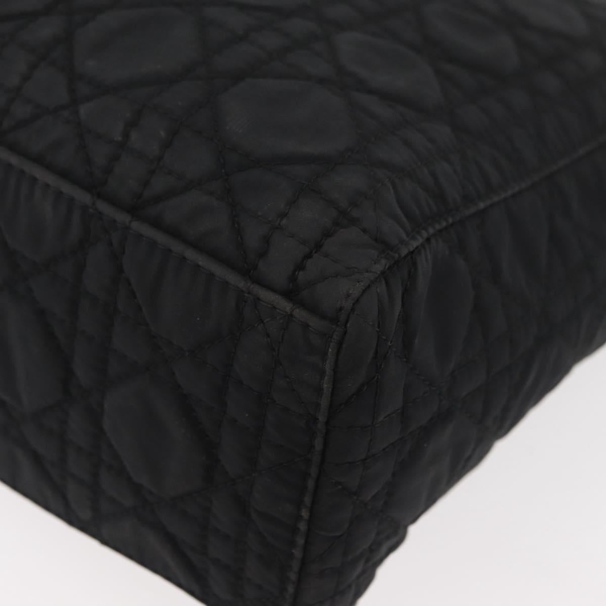 Christian Dior Canage Lady Dior Hand Bag Nylon Black Gold Auth ep14452