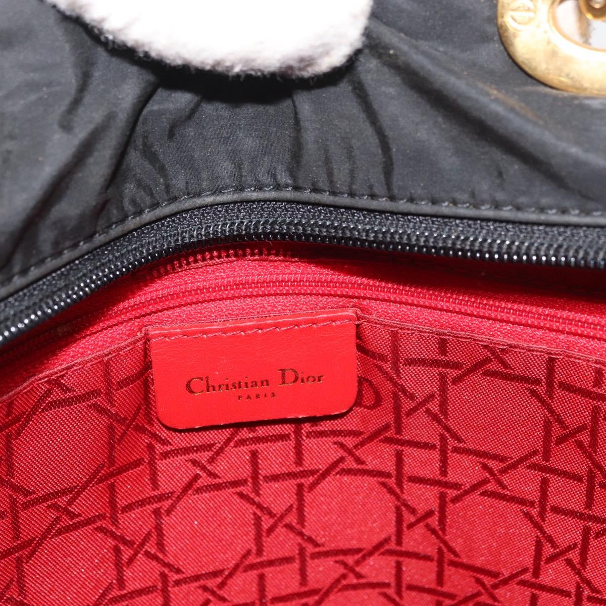 Christian Dior Canage Lady Dior Hand Bag Nylon Black Gold Auth ep14452