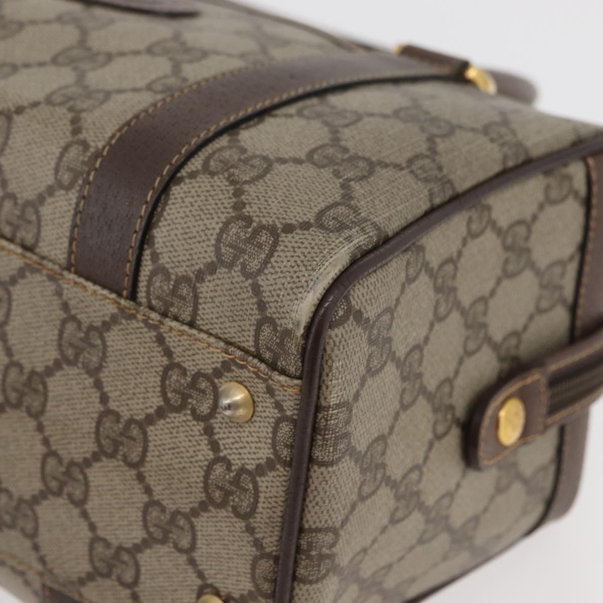GUCCI GG Supreme Web Sherry Line Boston Bag PVC Beige Gold Auth ep14457