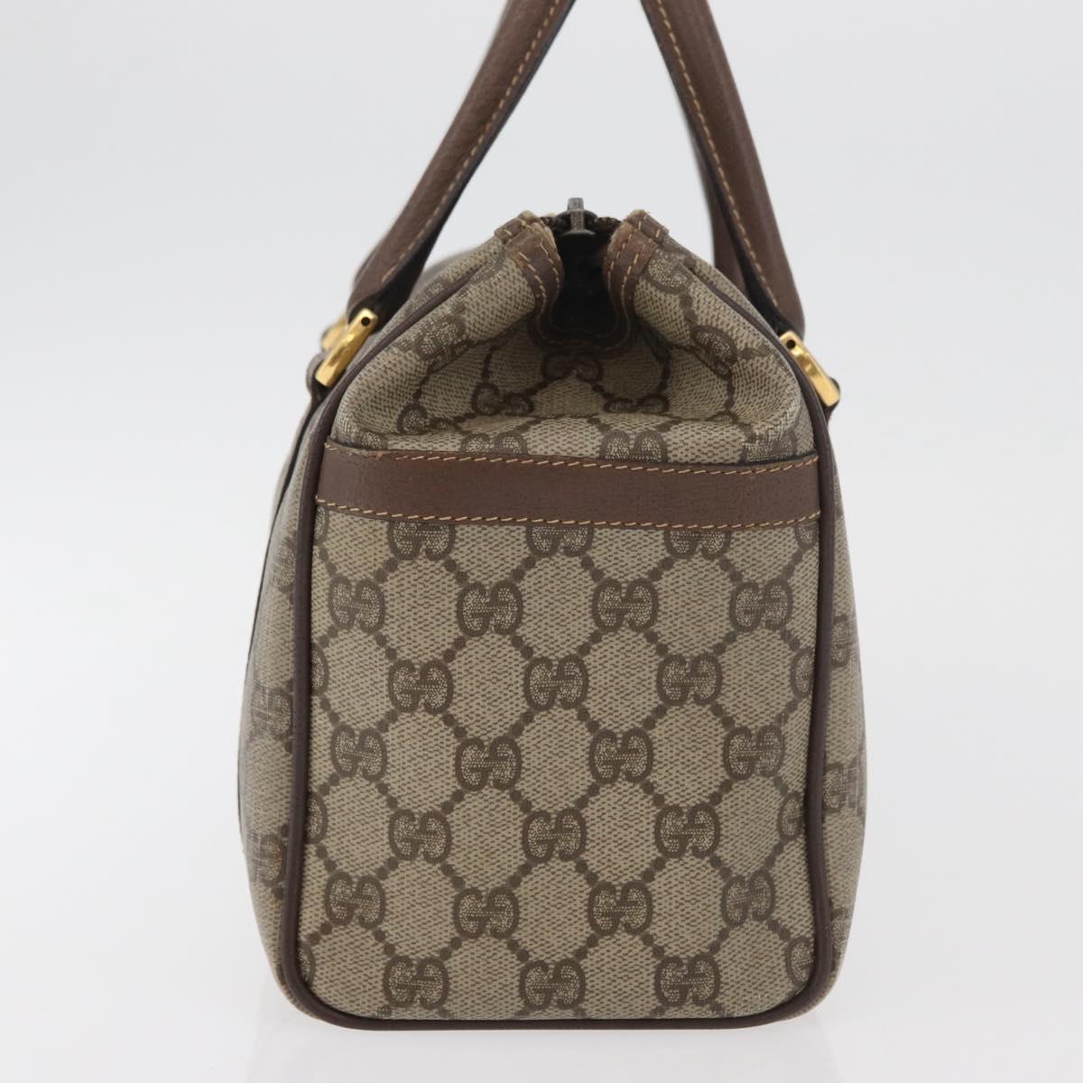 GUCCI GG Supreme Web Sherry Line Boston Bag PVC Beige Gold Auth ep14457