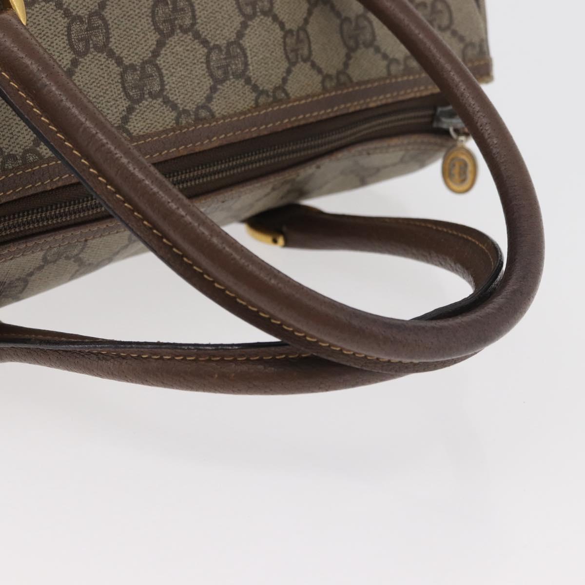GUCCI GG Supreme Web Sherry Line Boston Bag PVC Beige Gold Auth ep14457