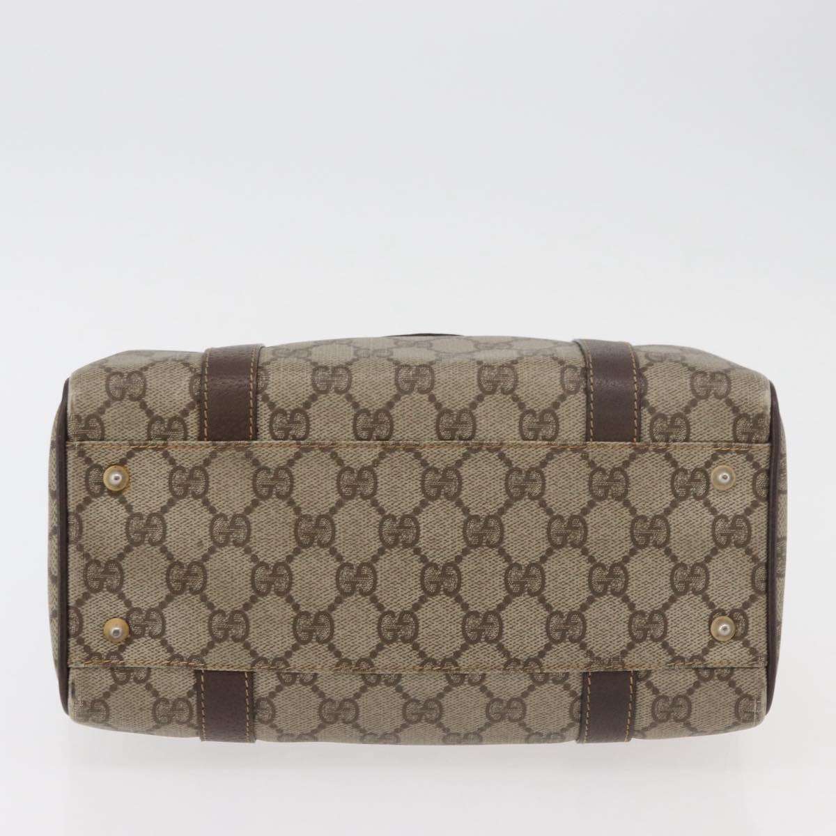 GUCCI GG Supreme Web Sherry Line Boston Bag PVC Beige Gold Auth ep14457