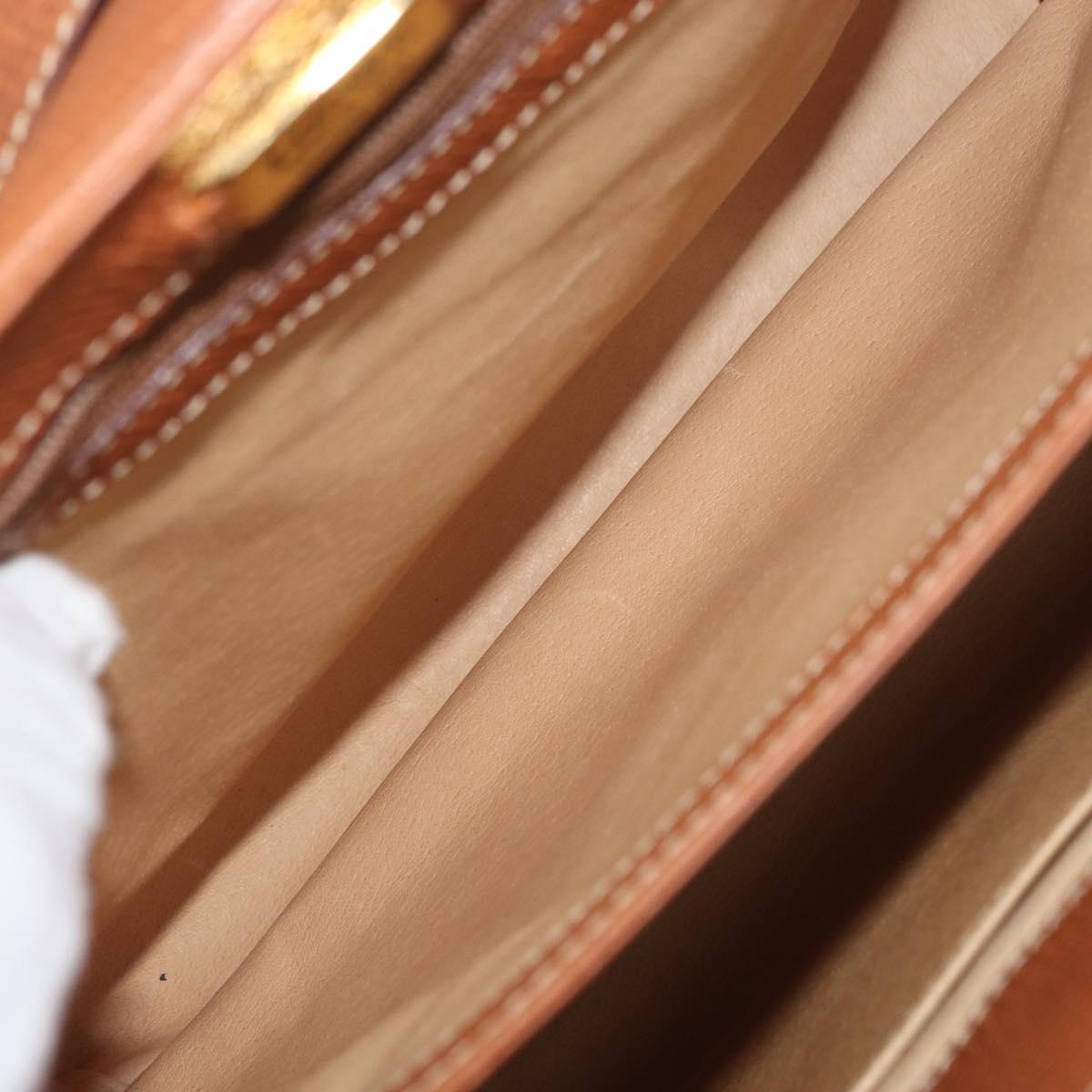 LOEWE Hand Bag Leather 2way Brown Gold Auth ep14461