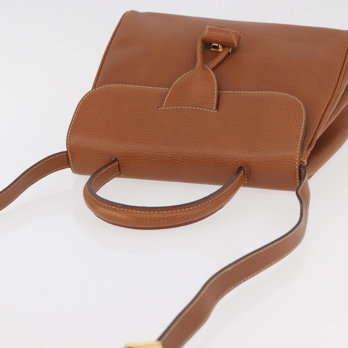 LOEWE Hand Bag Leather 2way Brown Gold Auth ep14461