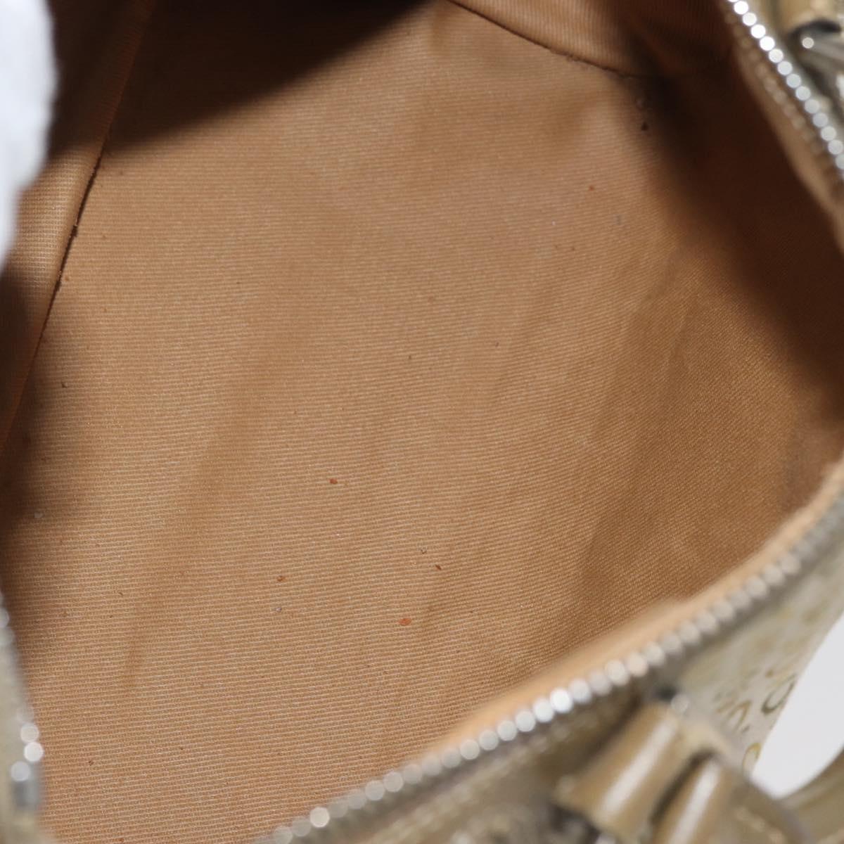 CELINE C Macadam Canvas Mini Boston Bag Khaki Silver Auth ep14462