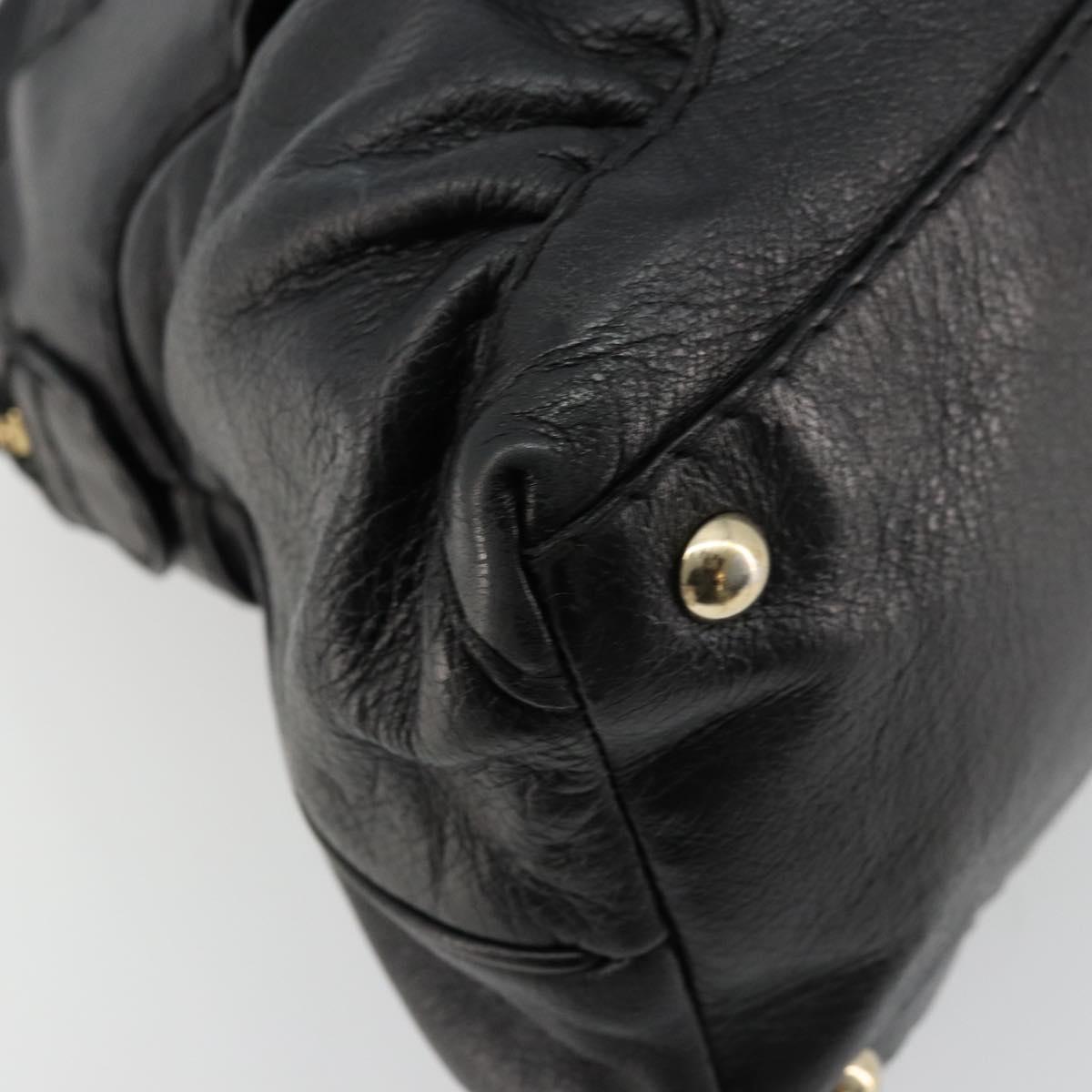 GUCCI Horsebit Hand Bag Leather Black Gold 189890 Auth ep14463