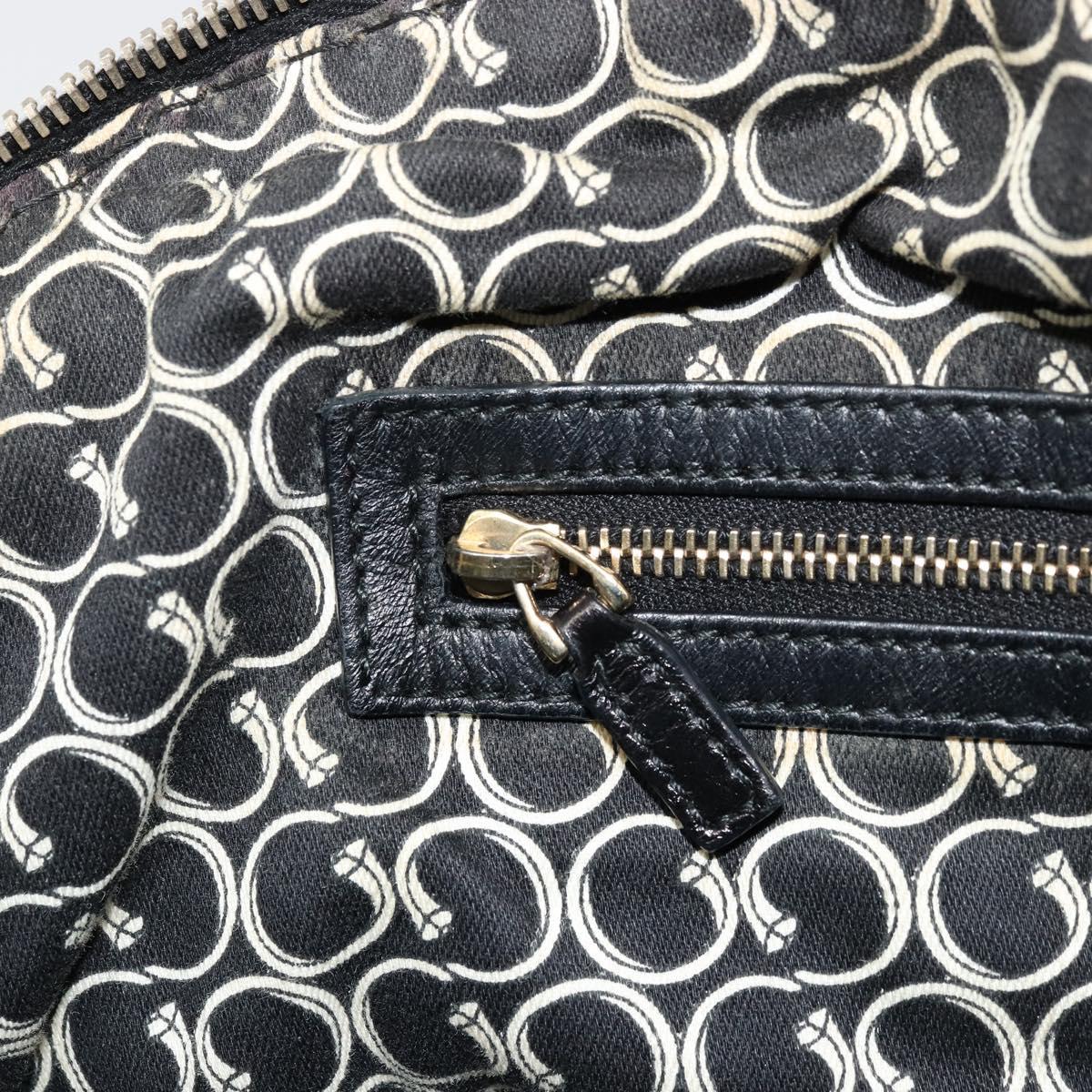 GUCCI Horsebit Hand Bag Leather Black Gold 189890 Auth ep14463