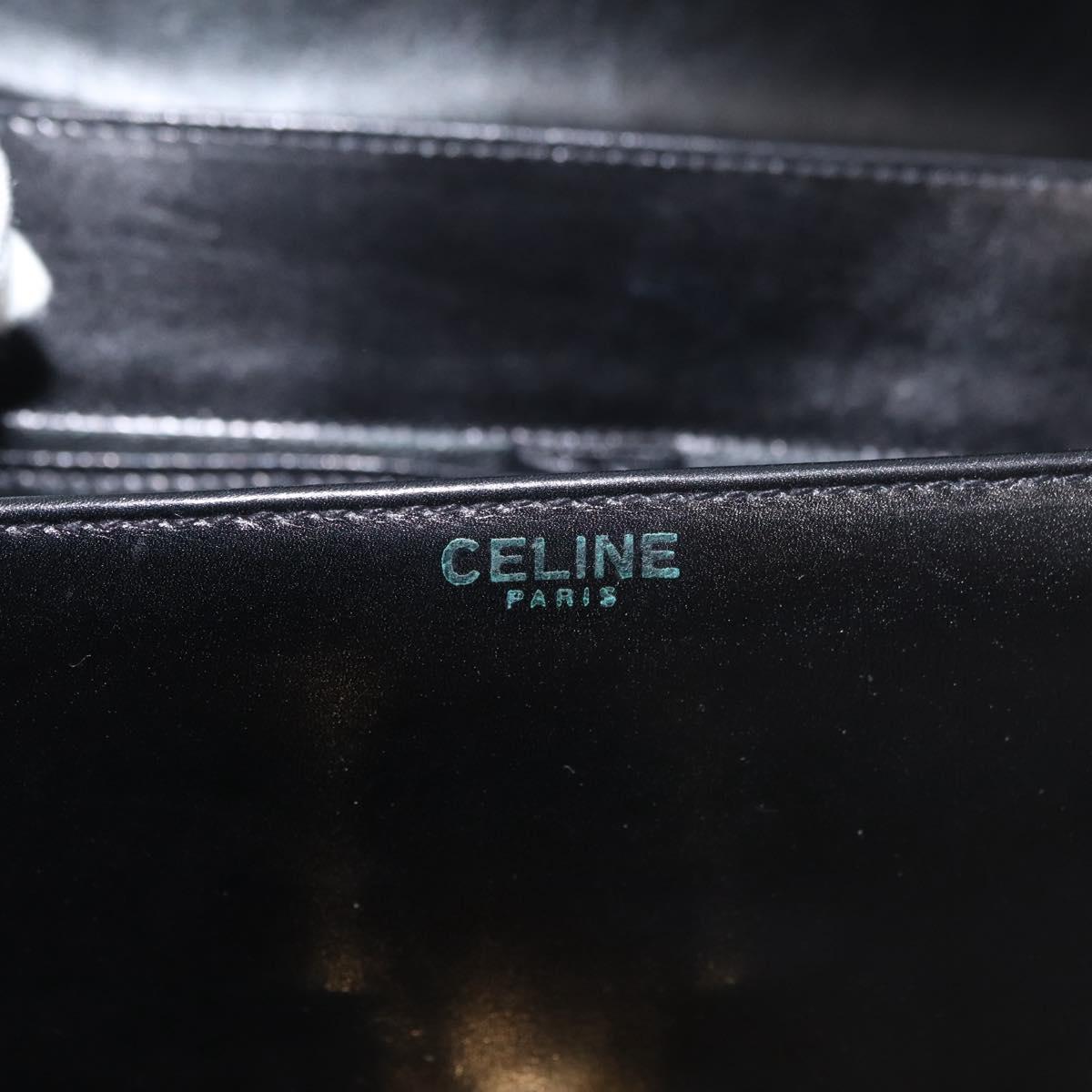 CELINE Shoulder Bag Leather Black Gold Auth ep14468V
