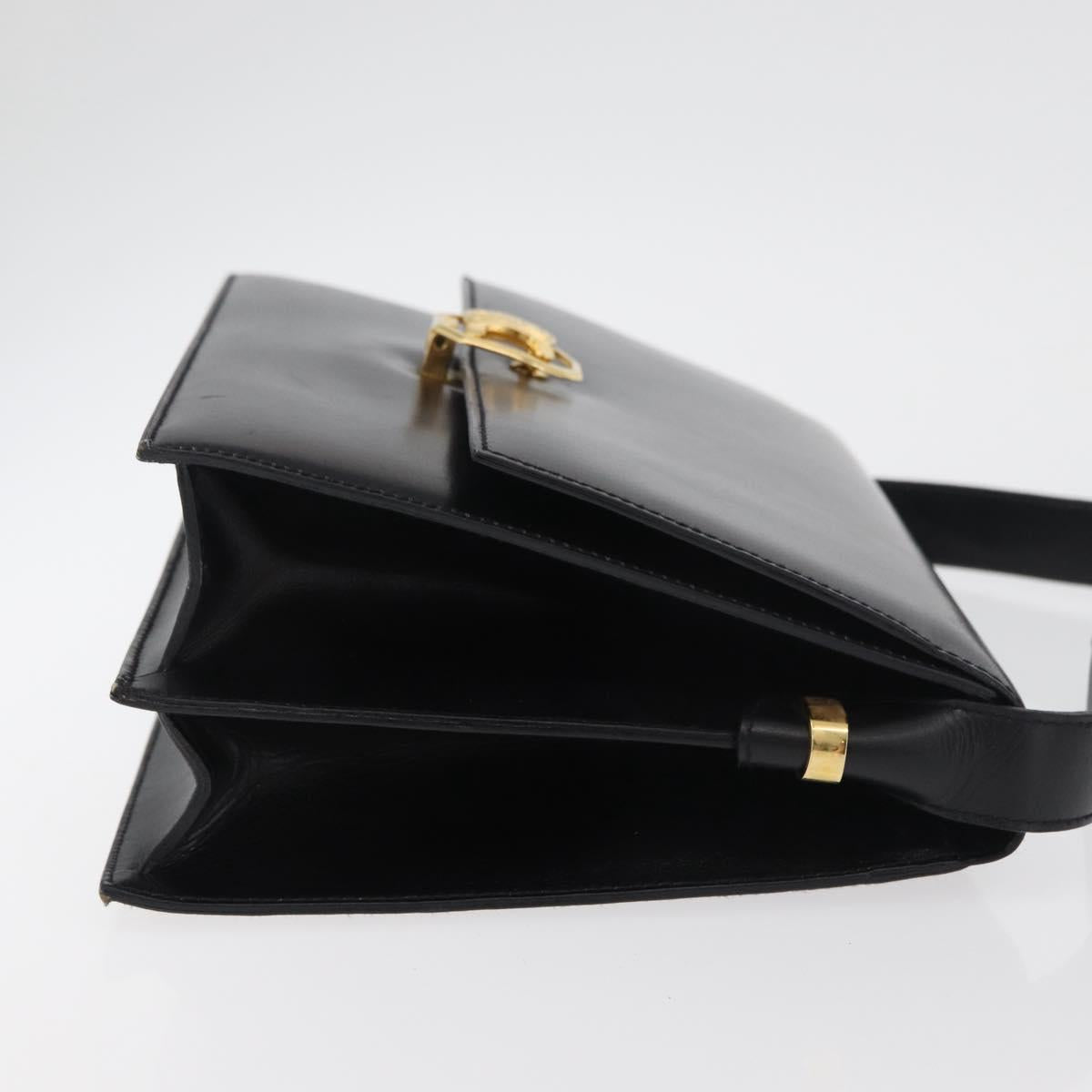 CELINE Shoulder Bag Leather Black Gold Auth ep14468V