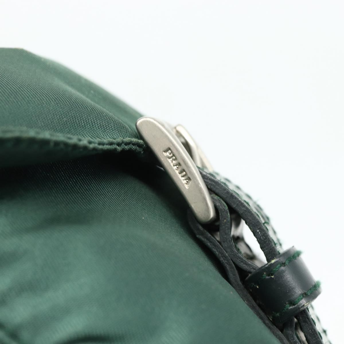 PRADA Backpack Nylon Green Silver Auth ep14472A