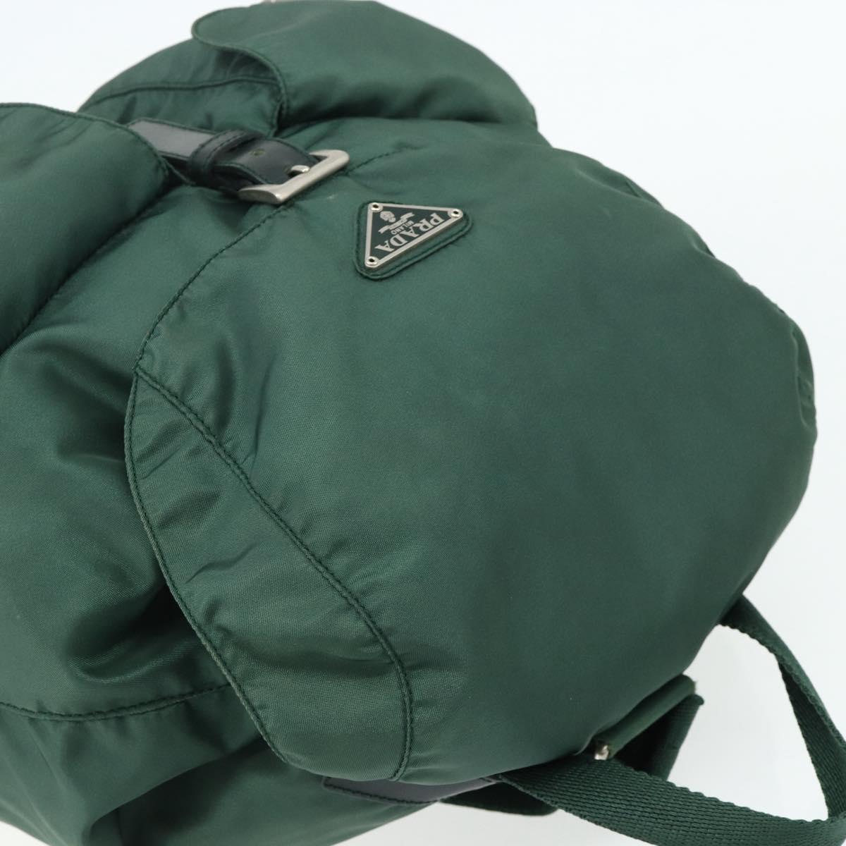 PRADA Backpack Nylon Green Silver Auth ep14472A