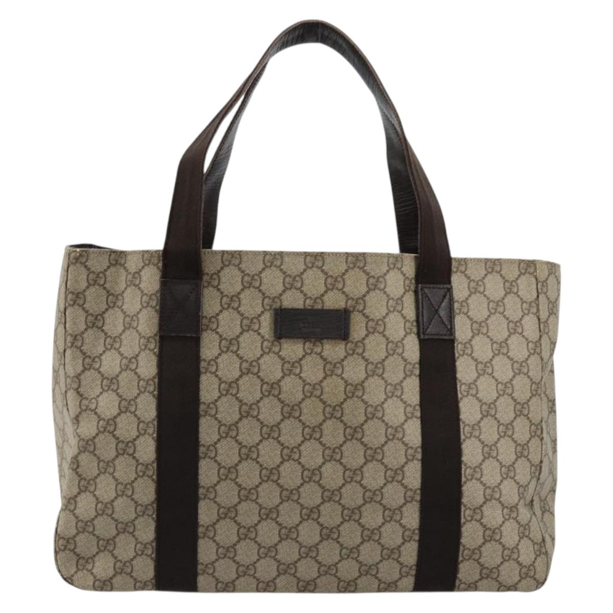 GUCCI GG Supreme Tote Bag PVC Beige Auth ep14474
