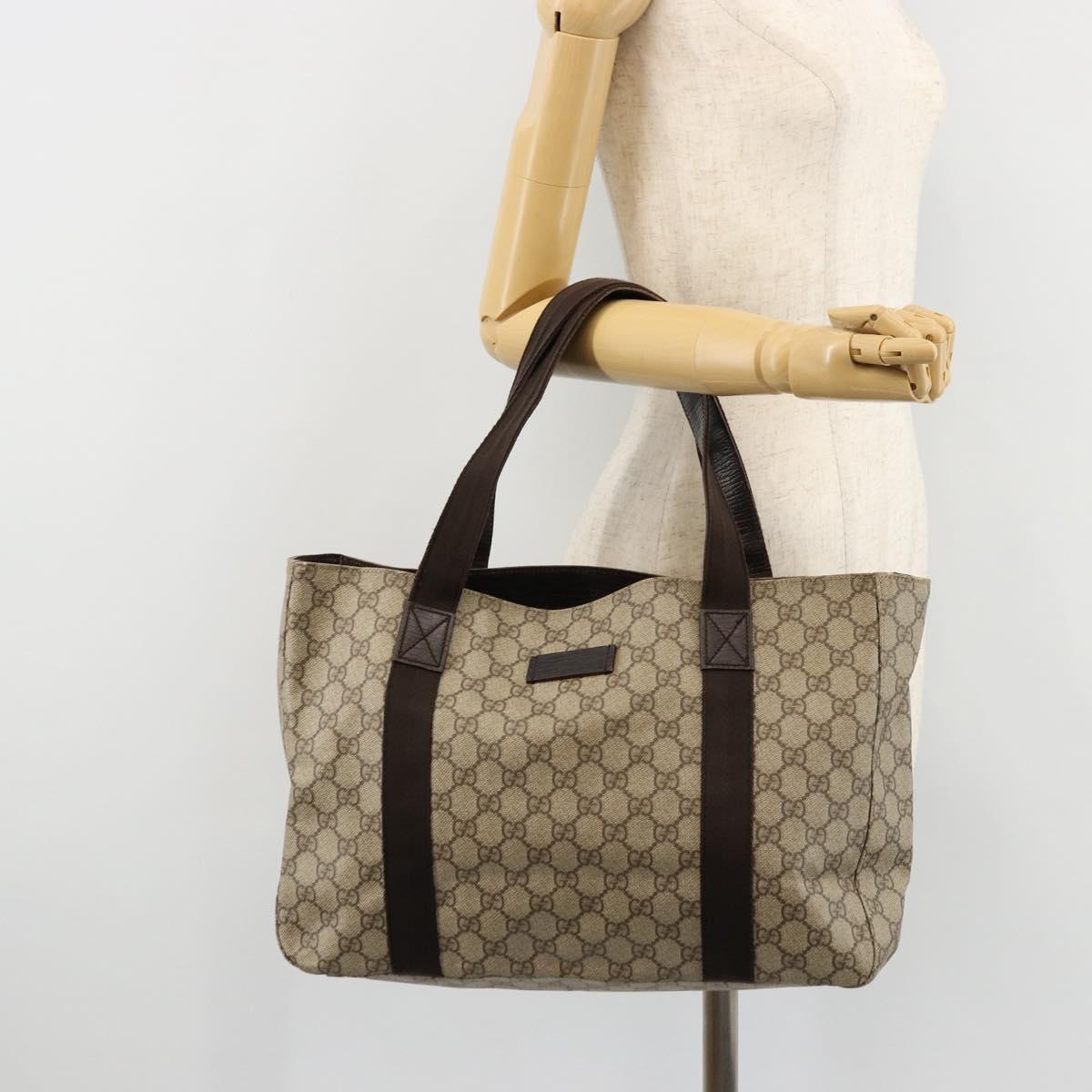 GUCCI GG Supreme Tote Bag PVC Beige Auth ep14474