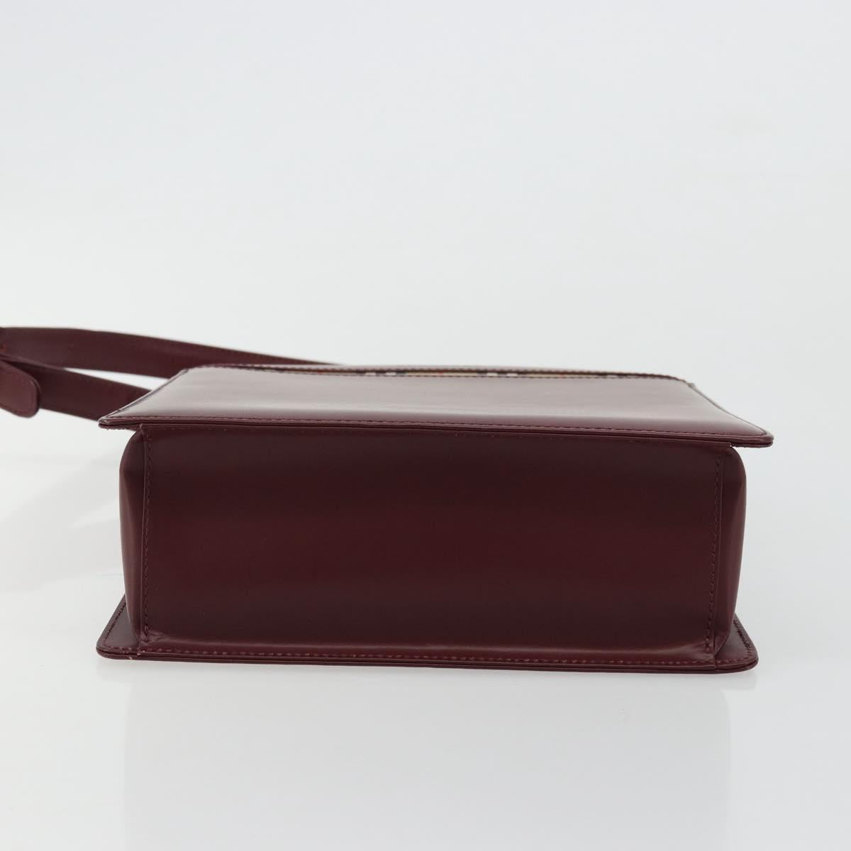 BURBERRY Nova Check Shoulder Bag Leather Bordeaux Silver Auth ep14479