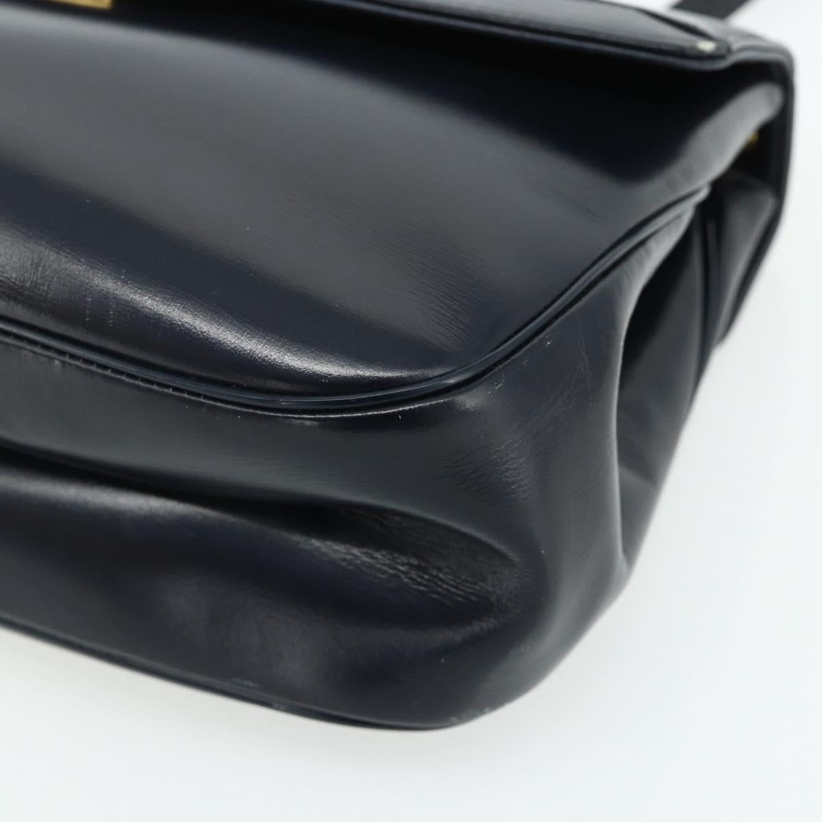 Christian Dior Trotter Canvas Hand Bag Leather 2way Navy Gold Auth ep14481