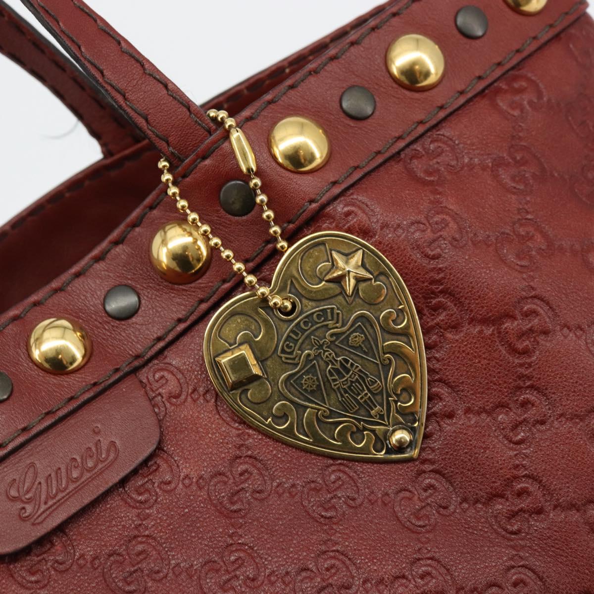 GUCCI GG Canvas Guccissima Babushka Bag Leather Red Gold 208940 Auth ep14486A
