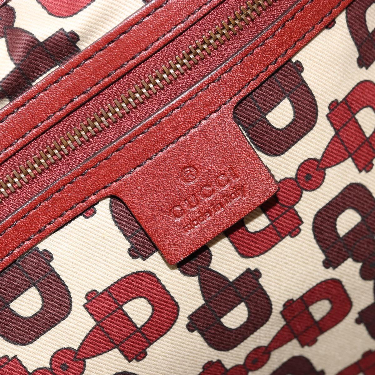 GUCCI GG Canvas Guccissima Babushka Bag Leather Red Gold 208940 Auth ep14486A