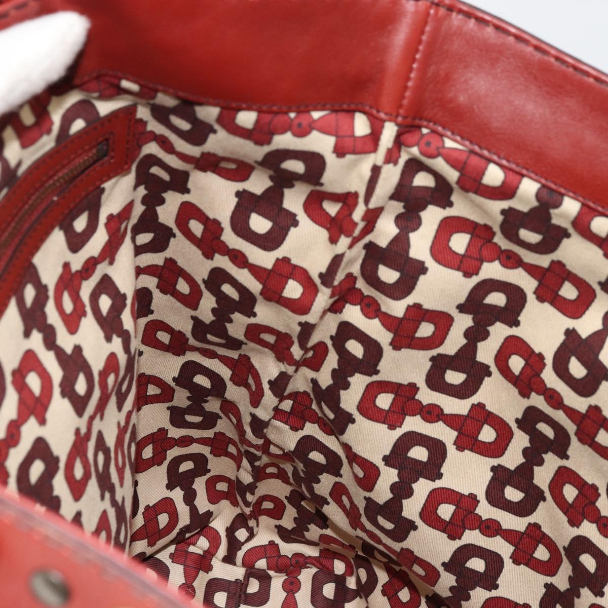 GUCCI GG Canvas Guccissima Babushka Bag Leather Red Gold 208940 Auth ep14486A