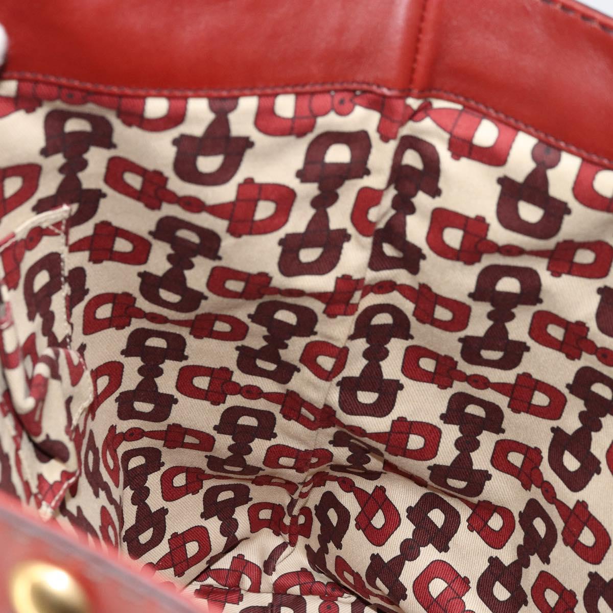 GUCCI GG Canvas Guccissima Babushka Bag Leather Red Gold 208940 Auth ep14486A
