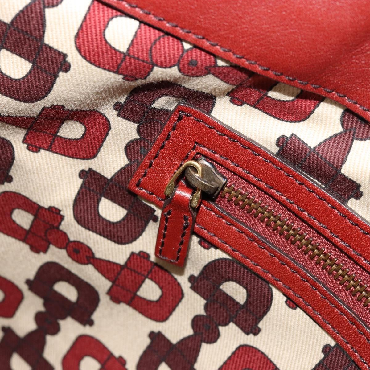 GUCCI GG Canvas Guccissima Babushka Bag Leather Red Gold 208940 Auth ep14486A