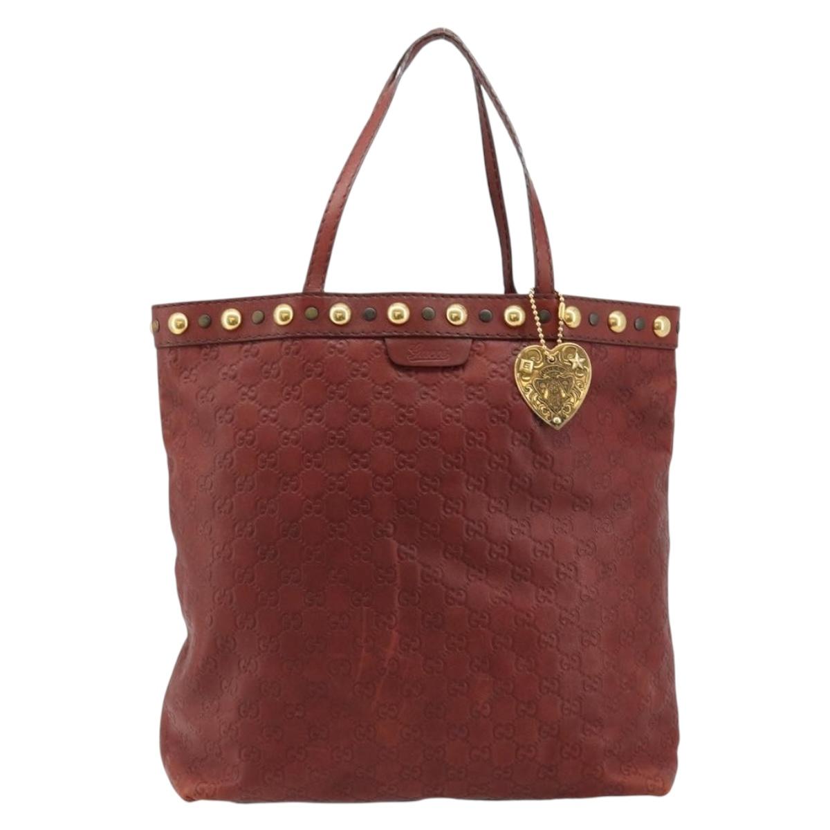 GUCCI GG Canvas Guccissima Babushka Bag Leather Red Gold 208940 Auth ep14486A
