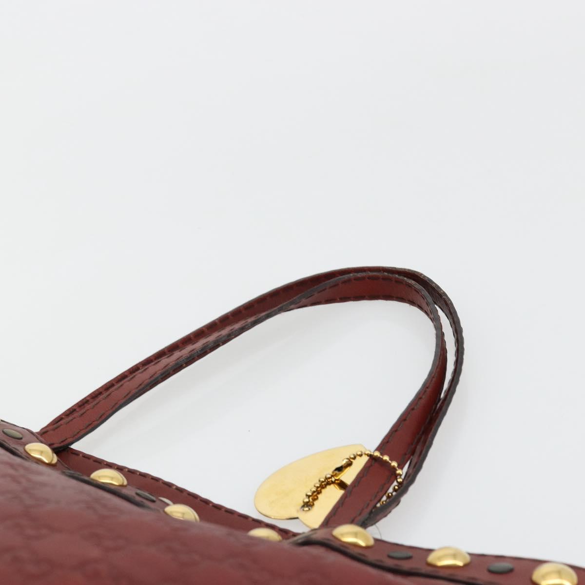 GUCCI GG Canvas Guccissima Babushka Bag Leather Red Gold 208940 Auth ep14486A