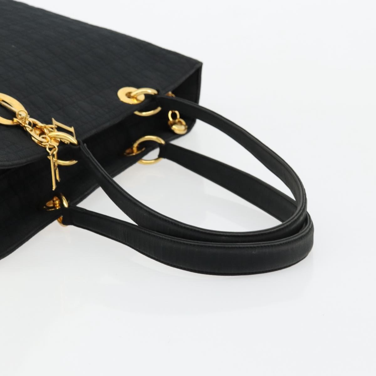 Christian Dior Canage Lady Dior Tote Bag Nylon Black Gold Auth ep14490