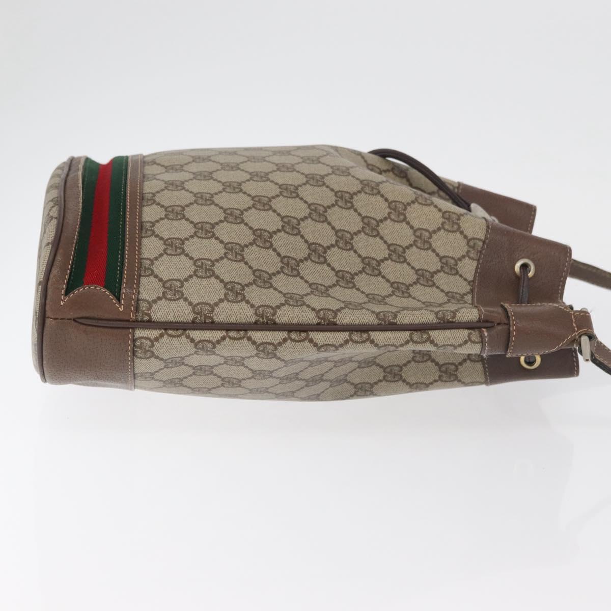 GUCCI GG Supreme Web Sherry Line Bag PVC Beige Gold 41 02 085 Auth ep14491