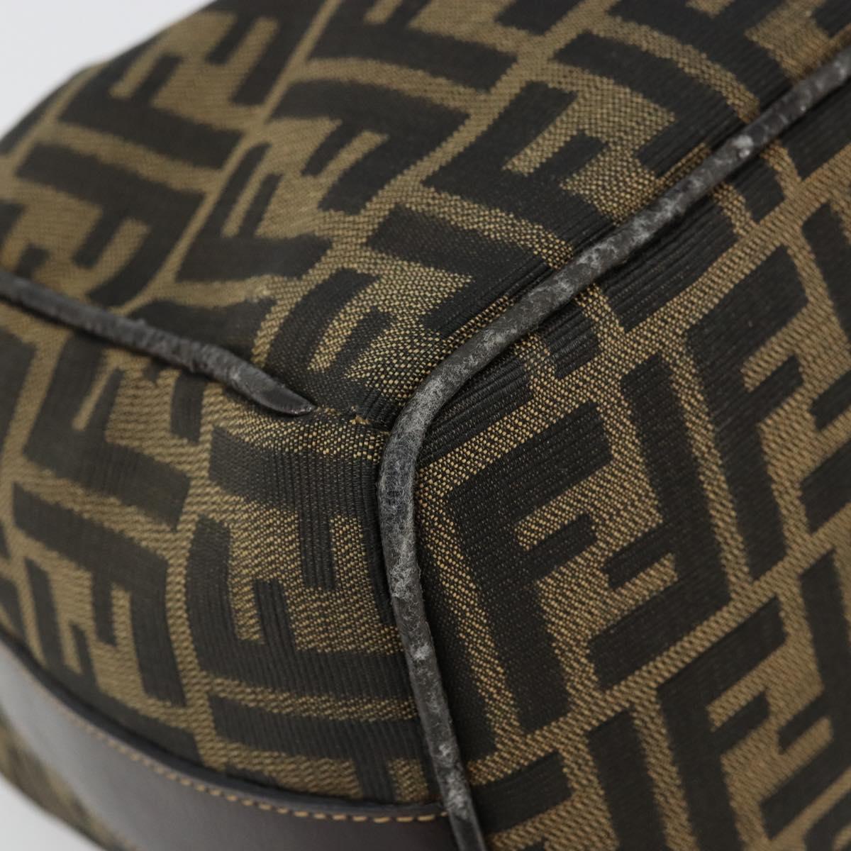 FENDI Zucca Canvas Vanity Hand Bag Black Brown Auth ep14493