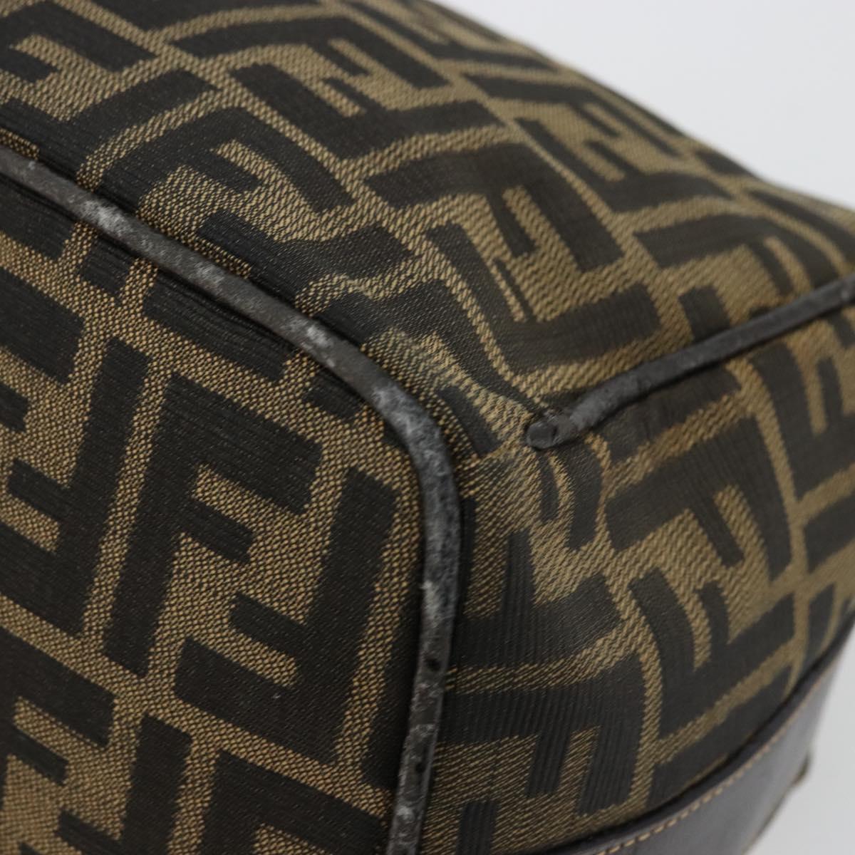 FENDI Zucca Canvas Vanity Hand Bag Black Brown Auth ep14493