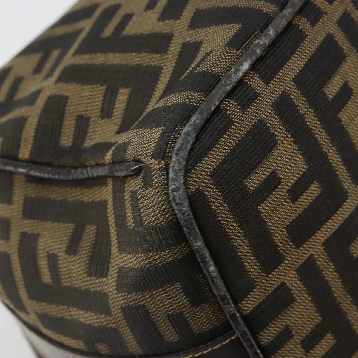 FENDI Zucca Canvas Vanity Hand Bag Black Brown Auth ep14493